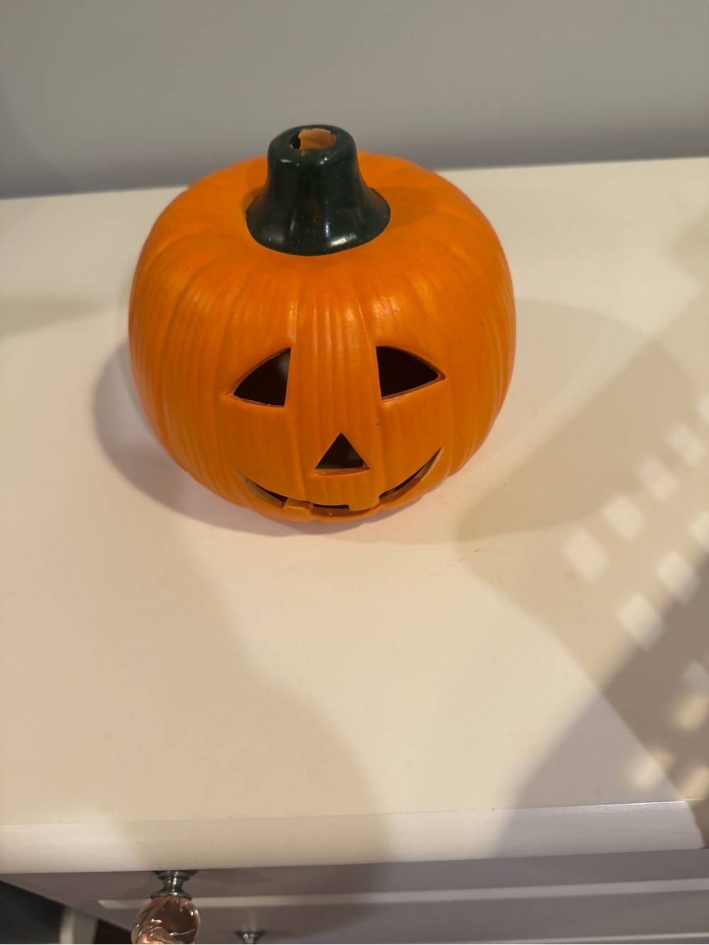 Jack-O'-Lantern Ceramic Pumpkin Candle Holder - Orange
